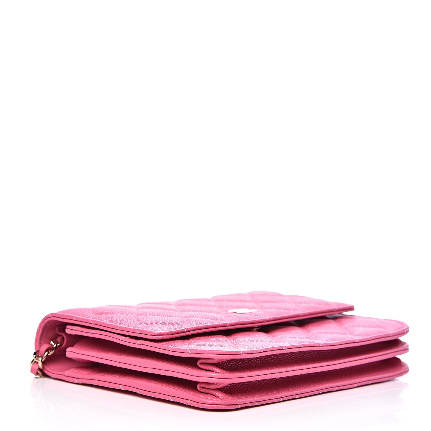 Caviar Quilted Square Wallet On Chain WOC Pink