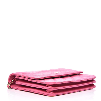 Chanel Caviar Quilted Square Wallet On Chain WOC Pink 3 of 10