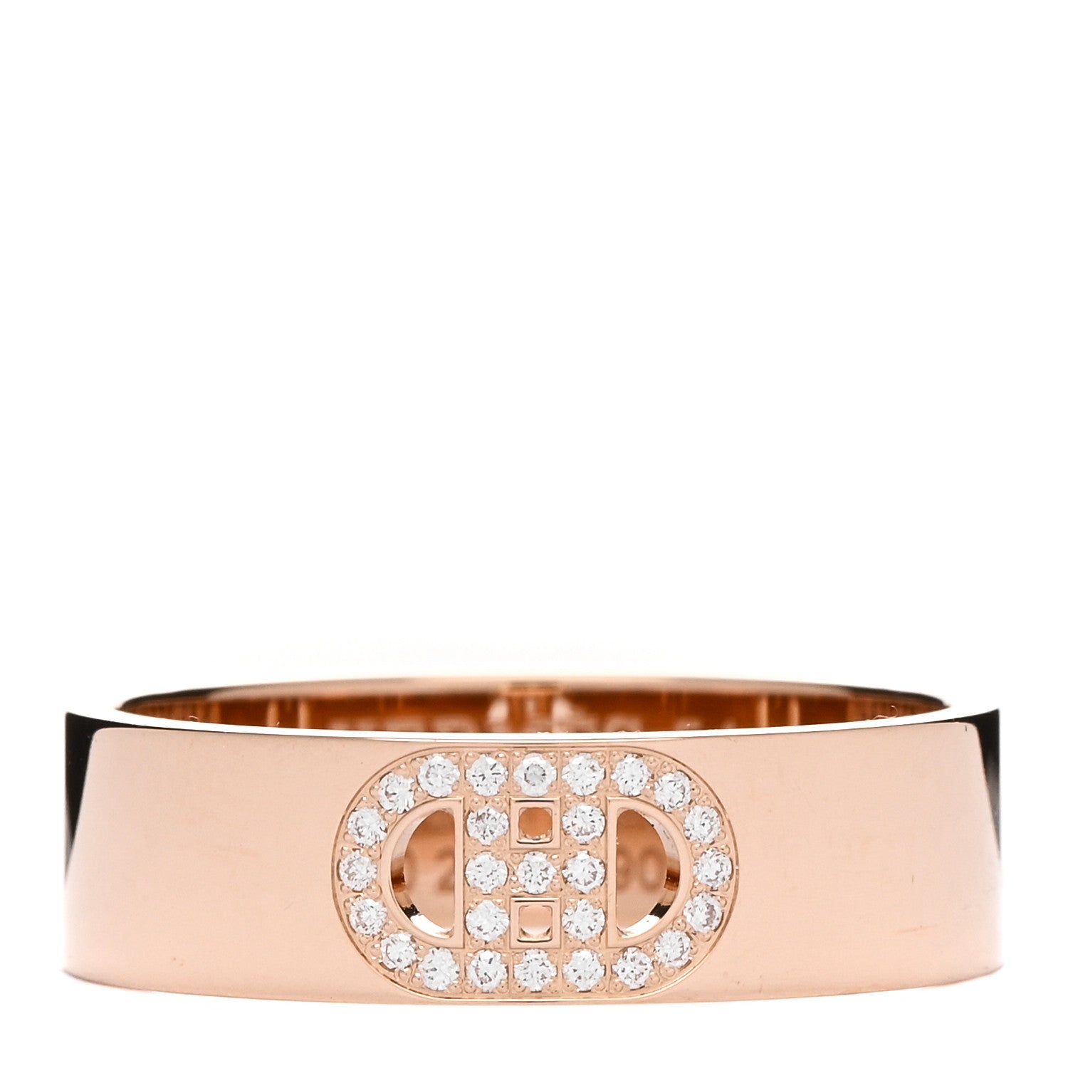 Hermes 18K Rose Gold Diamond PM H D'Ancre Ring 54 6.75 1 of 4