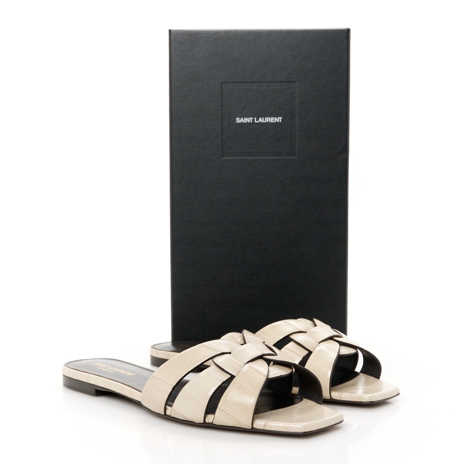 Saint Laurent Eelskin Tribute 05 Slide Sandals 39 Brave Ivory 9 of 9