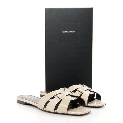 Saint Laurent Eelskin Tribute 05 Slide Sandals 39 Brave Ivory 9 of 9