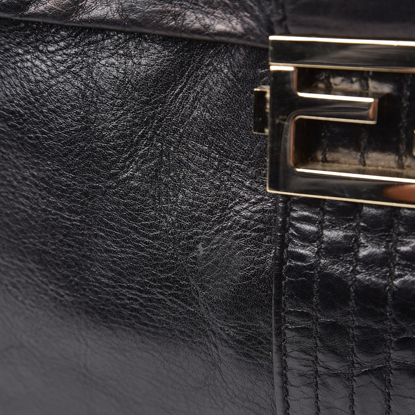 Vitello Acqua Maxi Baguette Shoulder Bag Black