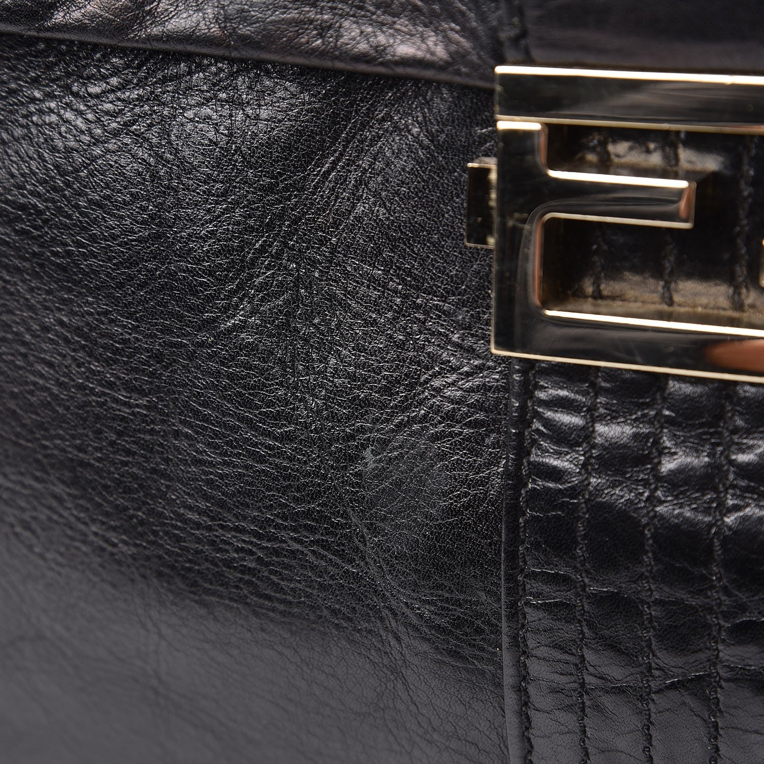 Fendi Vitello Acqua Maxi Baguette Shoulder Bag Black 9 of 9