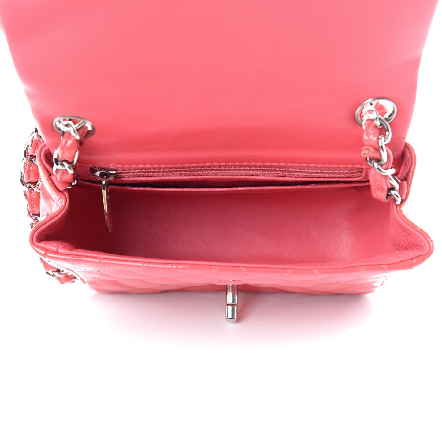 Patent Quilted Mini Square Flap Pink