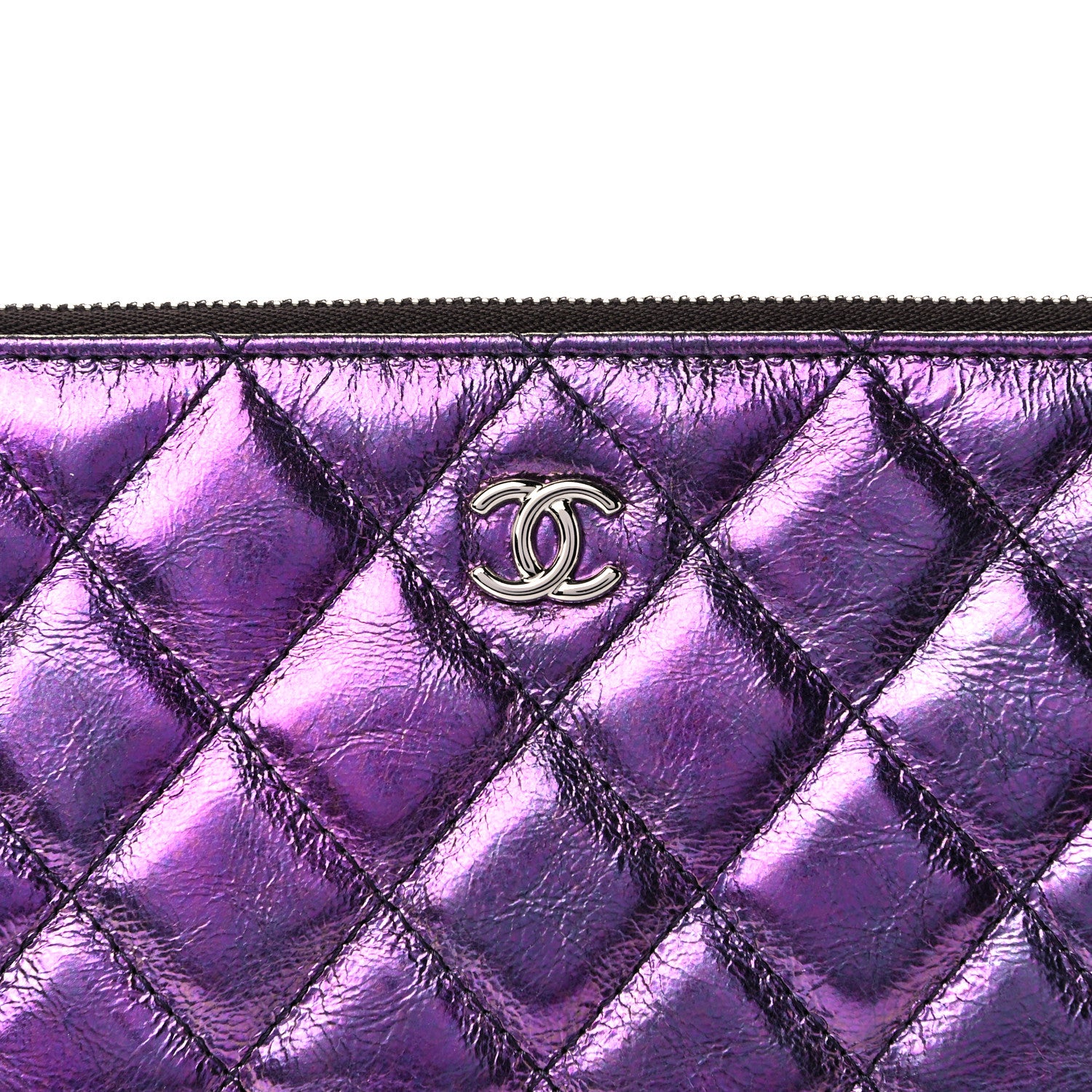 Chanel Iridescent Crumpled Calfskin CC Ripples Medium Cosmetic Case Purple 10 of 12