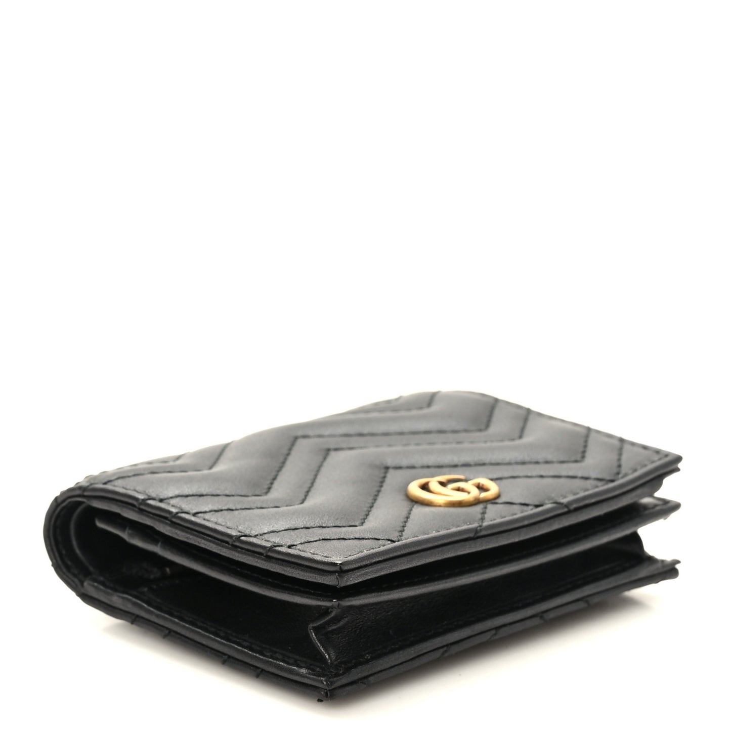 Calfskin Matelasse GG Marmont Card Case Wallet Black