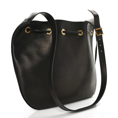 Saint Laurent Smooth Calfskin Paris VII Large Flat Hobo Black 3 of 8