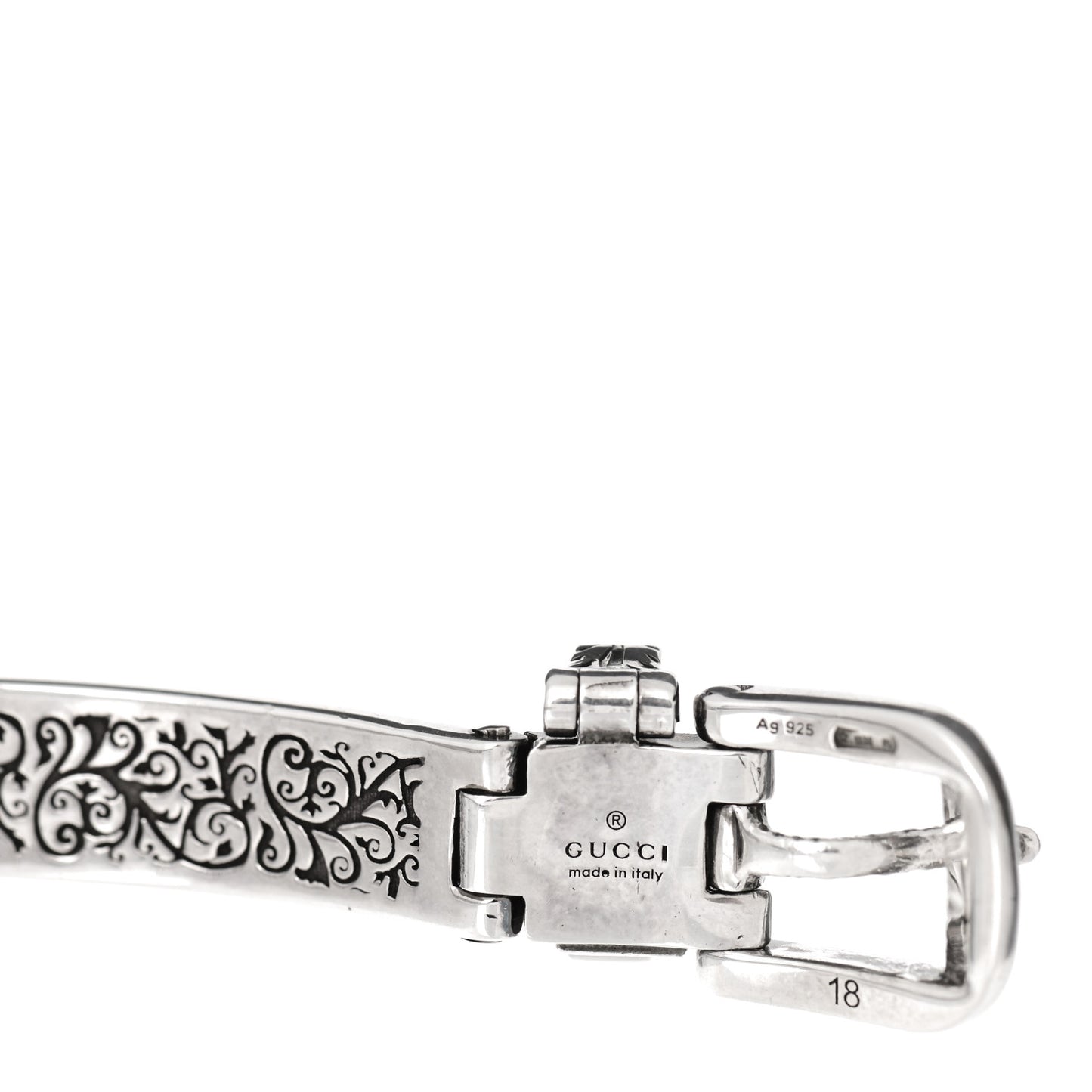 Sterling Silver Enamel Garden Feline Buckle Bracelet Blue