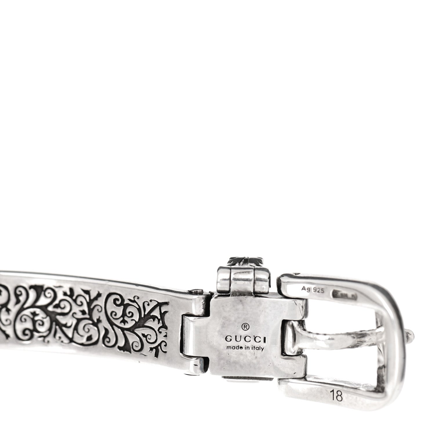Gucci Sterling Silver Enamel Garden Feline Buckle Bracelet Blue 3 of 6