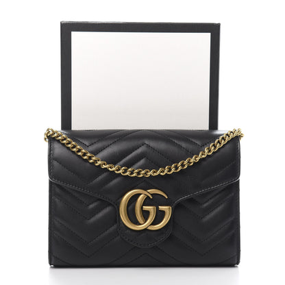 Gucci Calfskin Matelasse GG Marmont Chain Wallet Black 12 of 12