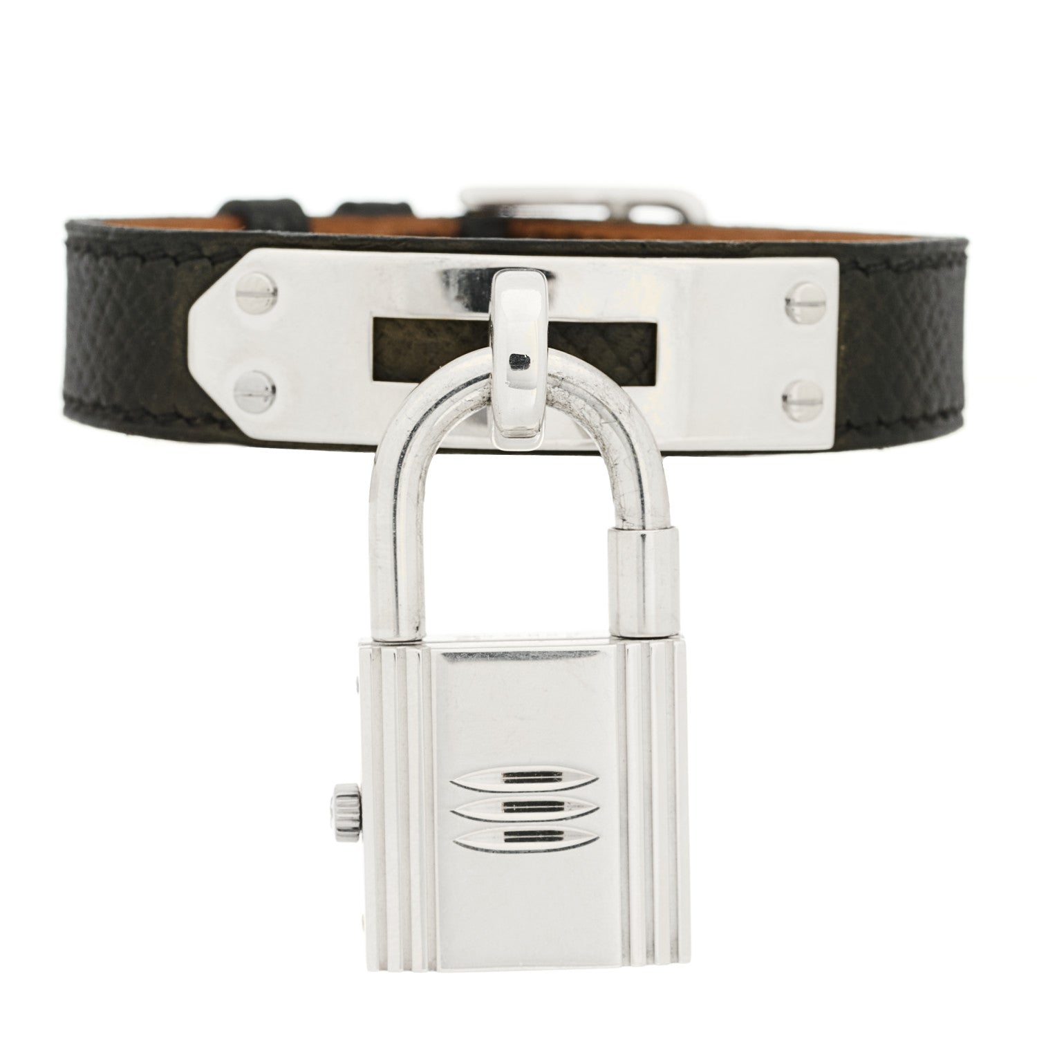 Hermes Sterling Silver Courchevel 20mm Kelly Cadena Quartz Watch Noir 7 of 12