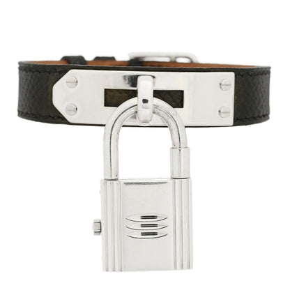 Hermes Sterling Silver Courchevel 20mm Kelly Cadena Quartz Watch Noir 7 of 12