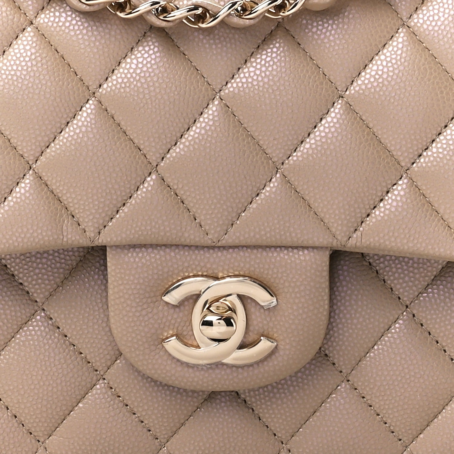 Chanel Iridescent Caviar Quilted Medium Double Flap Dark Beige 9 of 12