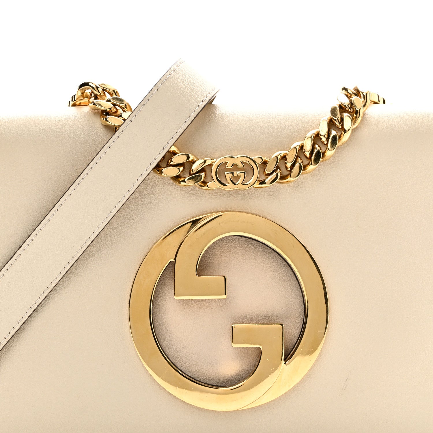 Gucci Roxy Calfskin Blondie Chain Shoulder Flap Bag Mystic White 8 of 10