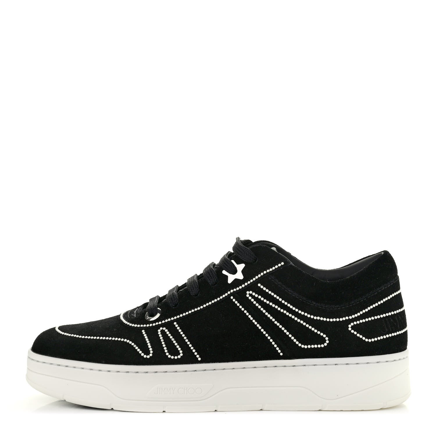 Jimmy Choo Suede Pearl Embellished Hawaii Low-Top Sneakers 39.5 Black 1 of 4