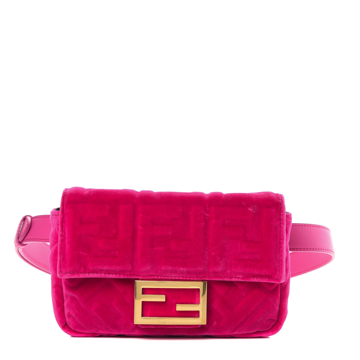 Velvet FF Embossed Hip Belt Baguette Bag Fuxia