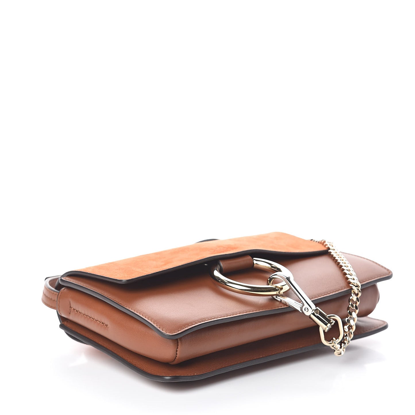 Suede Calfskin Small Faye Shoulder Bag Tobacco
