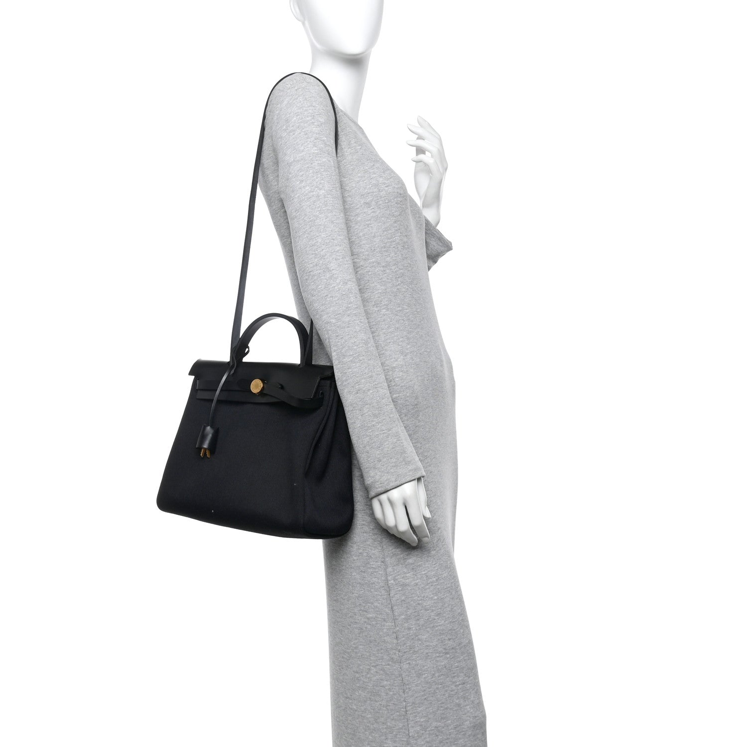 Hermes Military Toile Vache Hunter Herbag Zip Retourne 31 PM Black 2 of 11