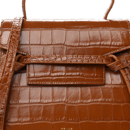 Celine Calfskin Crocodile Embossed Nano Belt Bag Camel 11 of 11