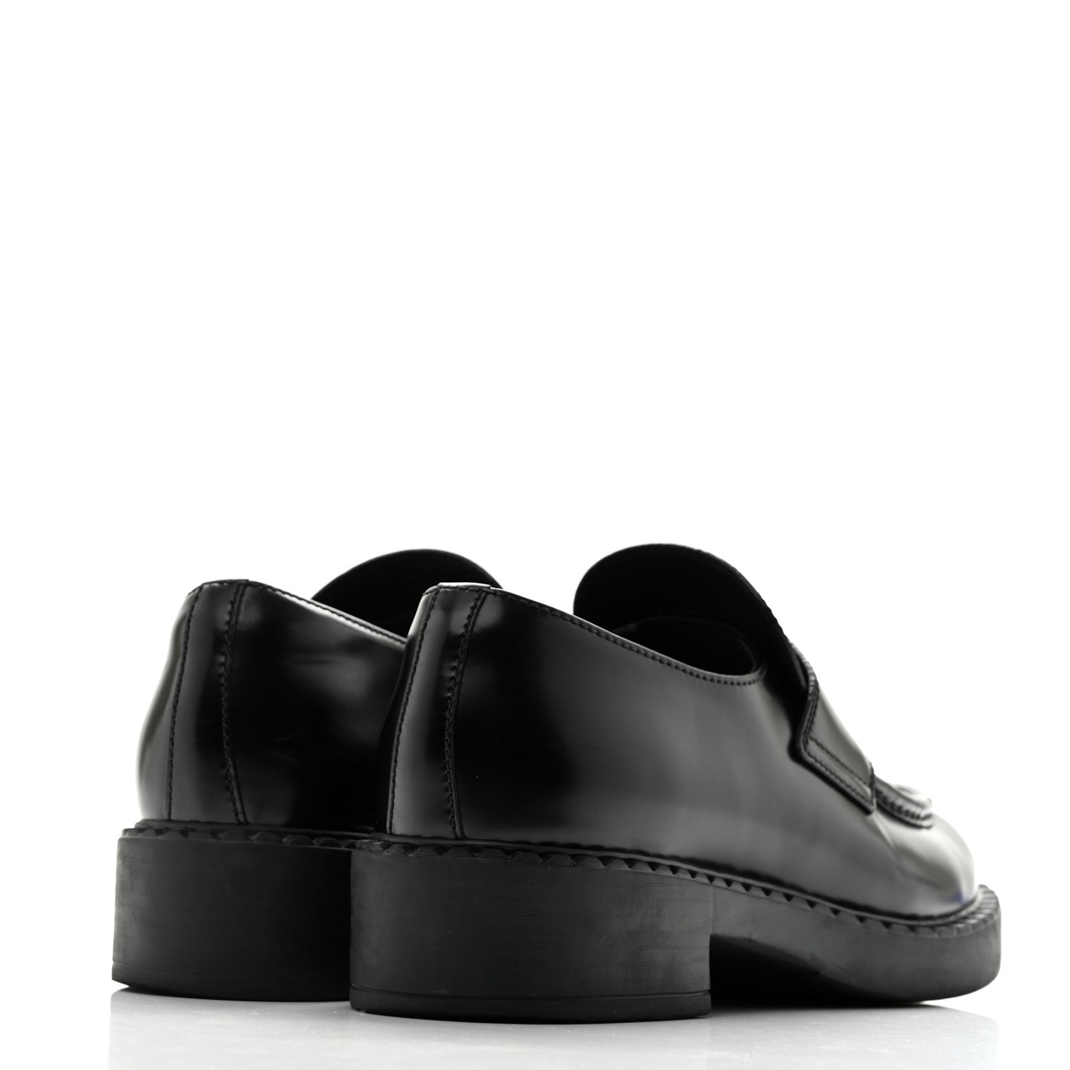 Prada Spazzolato Metal Triangle Logo 50mm Loafers 39 Black 5 of 10