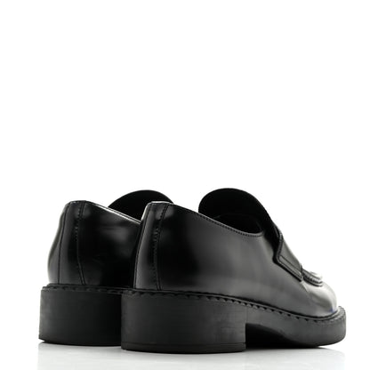 Prada Spazzolato Metal Triangle Logo 50mm Loafers 39 Black 5 of 10