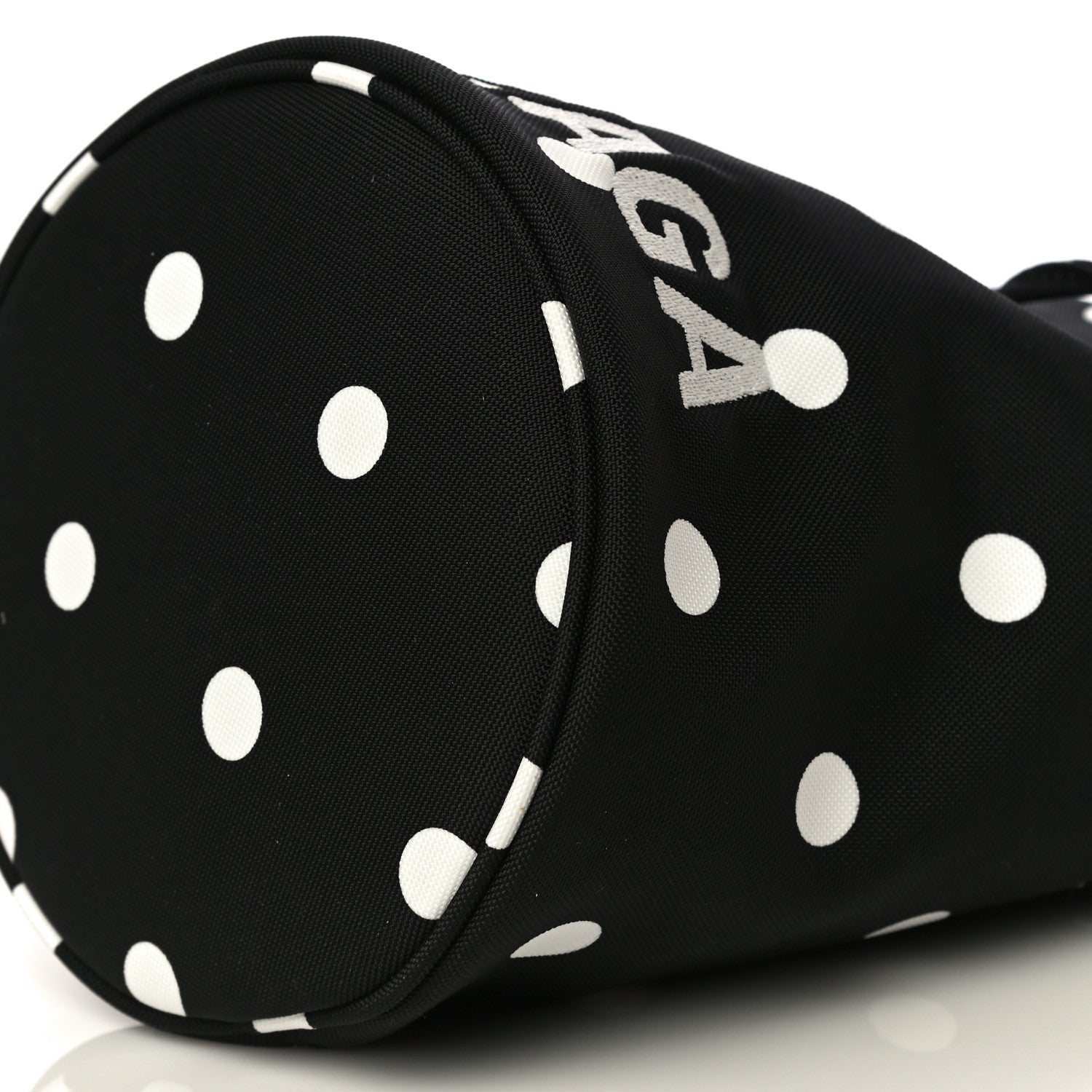 Balenciaga Recycled Sport Nylon Polka Dot Logo Embroidered Wheel Drawstring Bucket Bag XS Black White 9 of 9