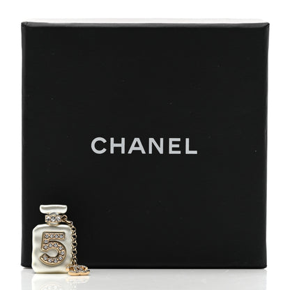 Chanel Pearl Resin Crystal CC No 5 Perfume Bottle Brooch Gold Pearly 5 of 5