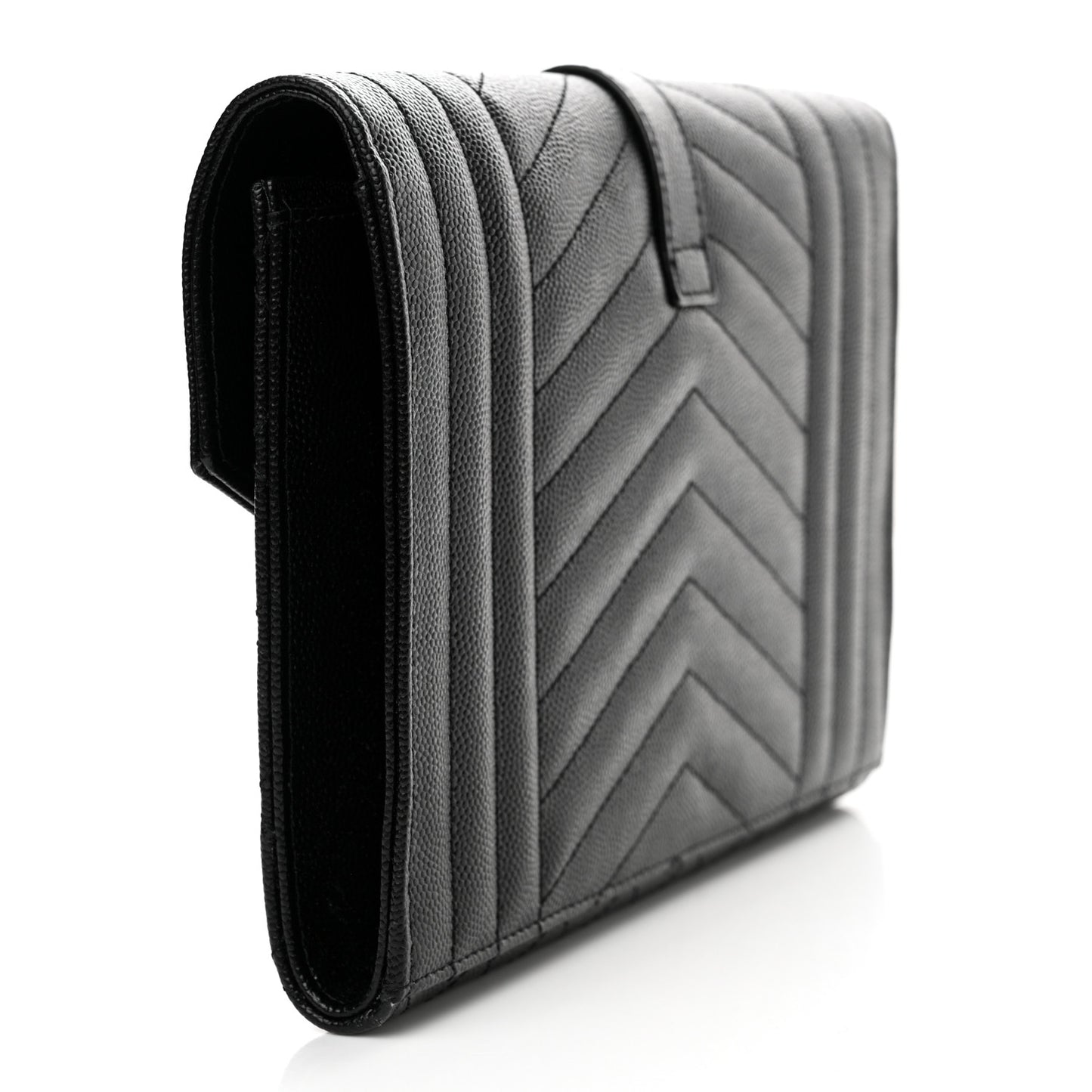 Grain De Poudre Textured Mixed Matelasse Triquilt Monogram Clutch Black