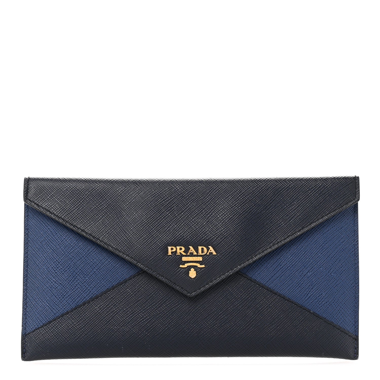 Prada Saffiano Bi-Color Envelope Wallet Baltico Bluette 1 of 10