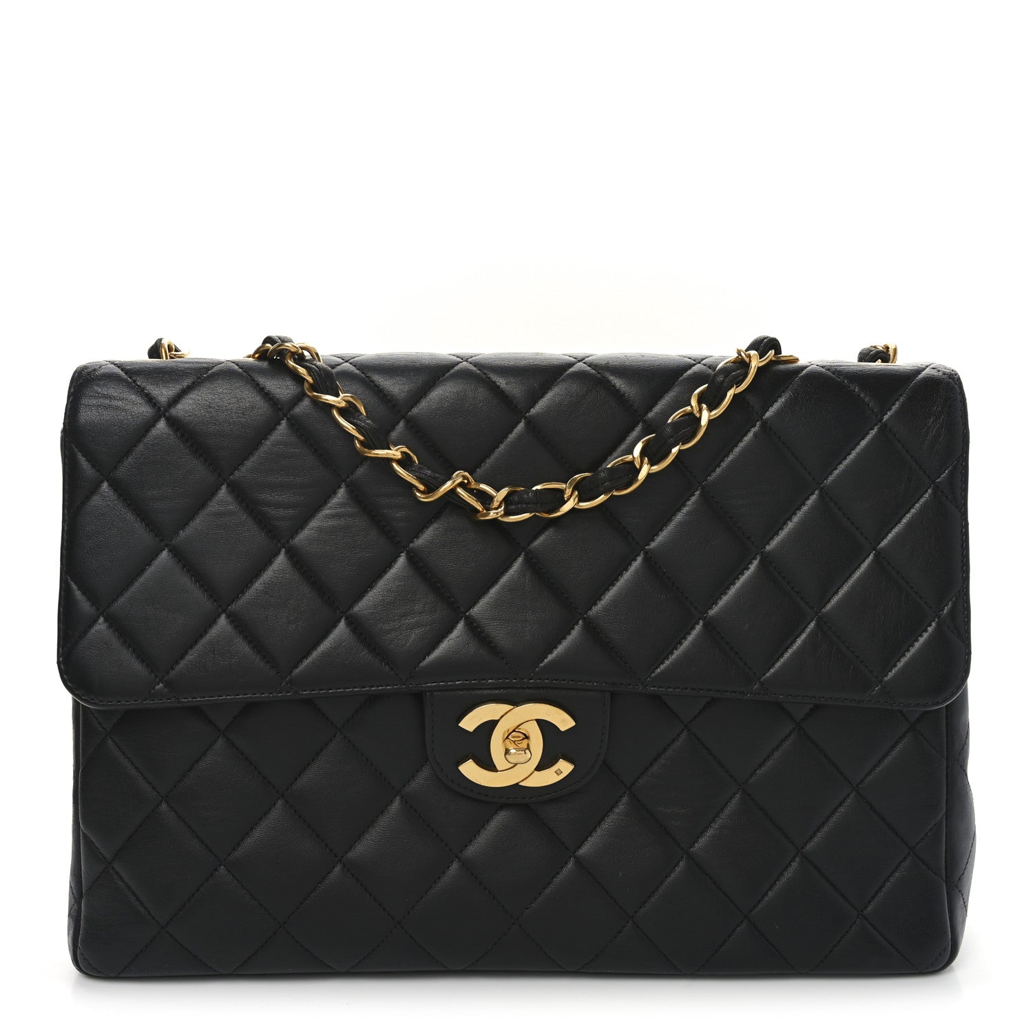 Chanel Lambskin Quilted Jumbo Single Flap Black 1 of 9
