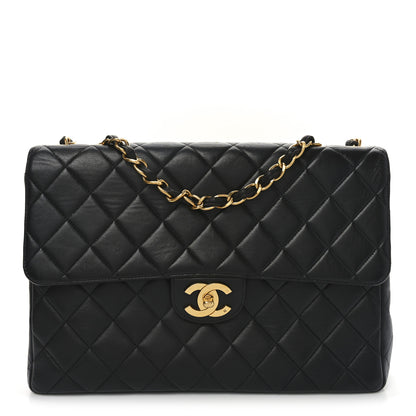 Chanel Lambskin Quilted Jumbo Single Flap Black 1 of 9