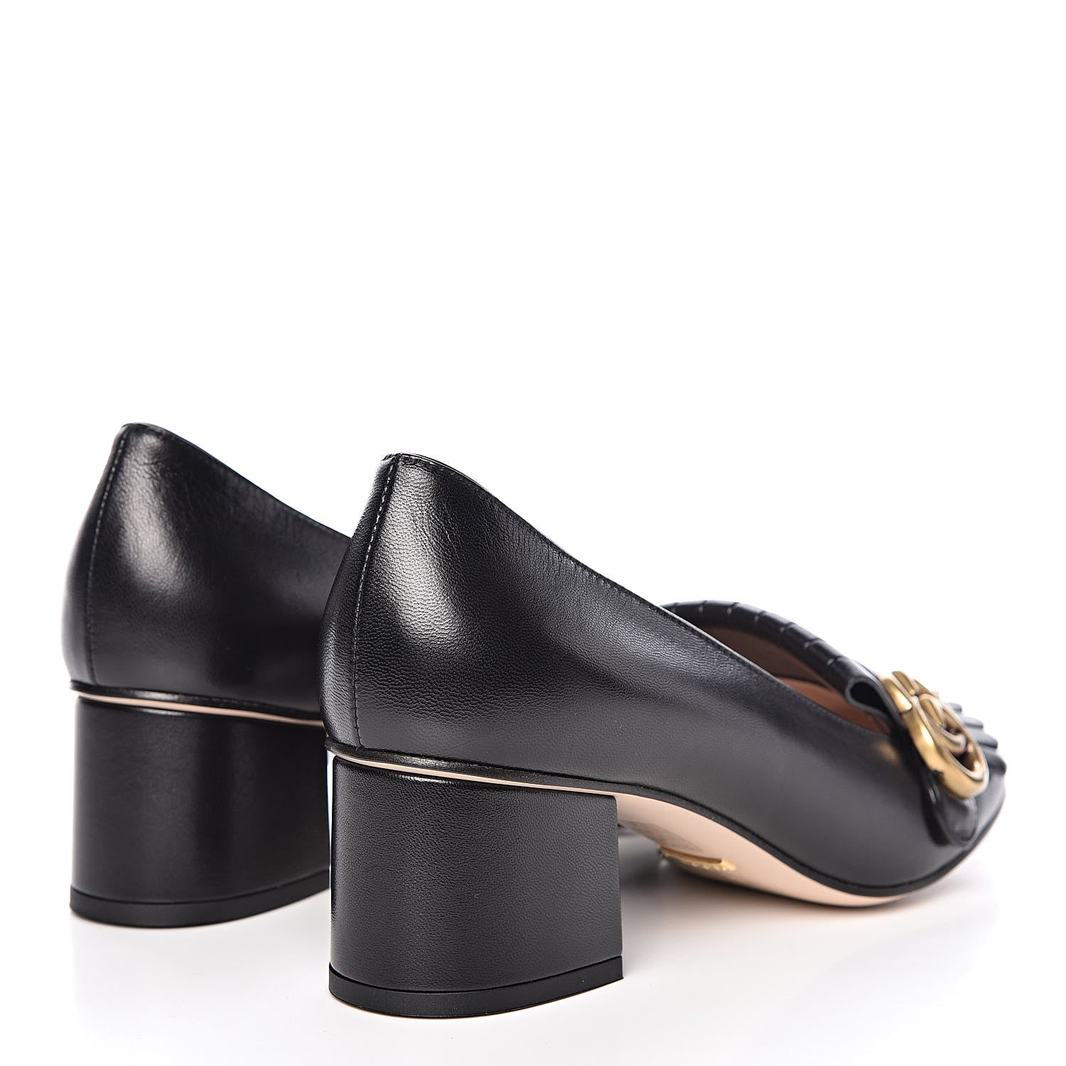 Gucci Malaga Kid GG Marmont Fringe 50mm Loafer Pumps 38 Black 4 of 9