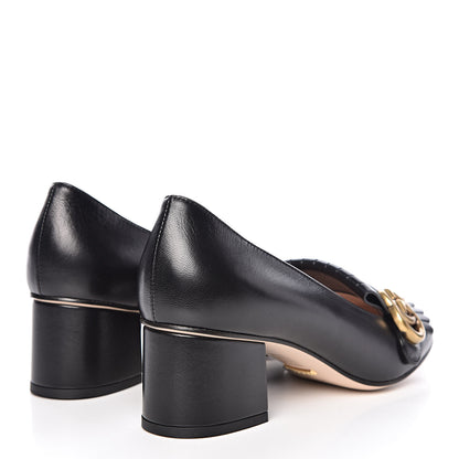 Gucci Malaga Kid GG Marmont Fringe 50mm Loafer Pumps 38 Black 4 of 9