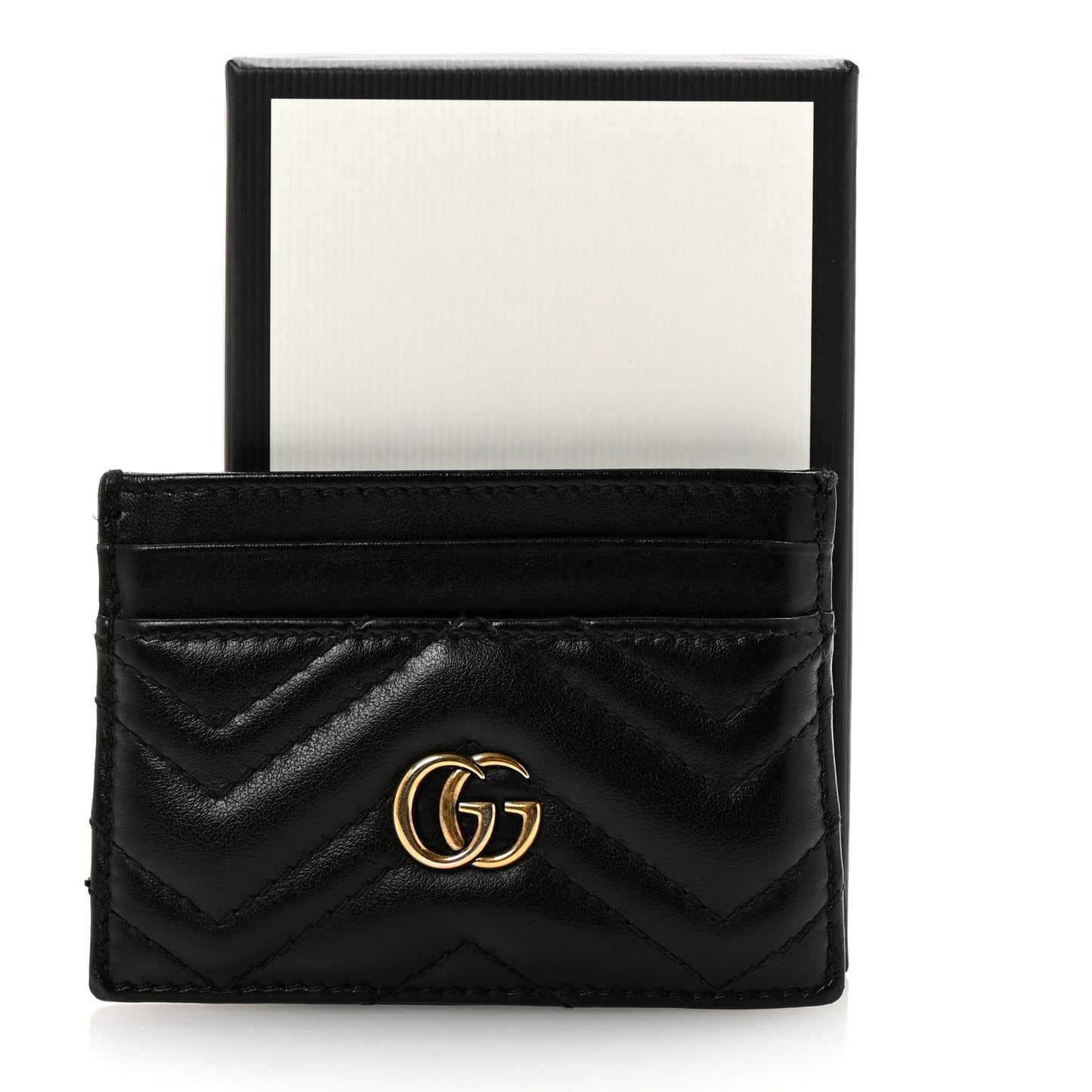 Calfskin Matelasse GG Marmont Card Holder Black