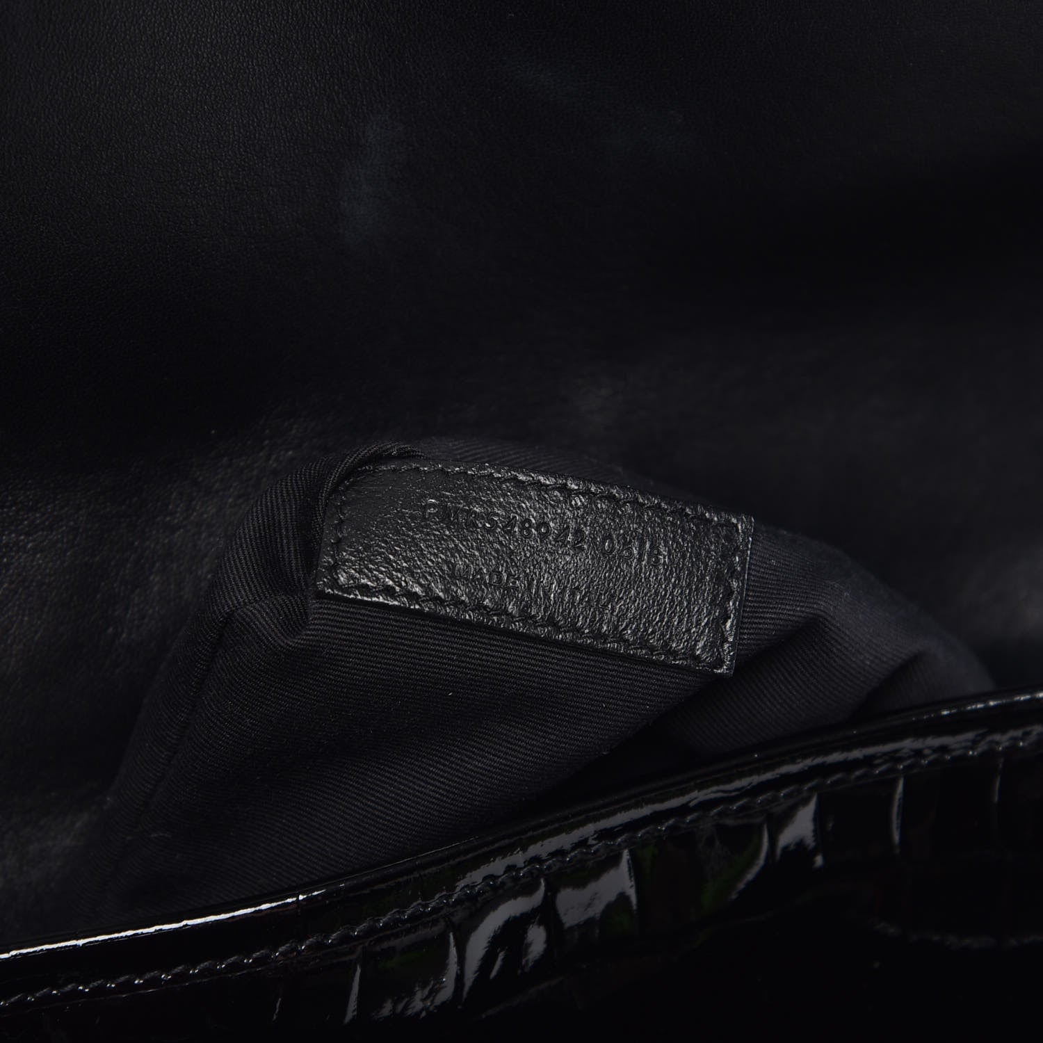 Saint Laurent Patent Crocodile Embossed Lambskin Monogram Medium Niki Chain Satchel Black 8 of 9