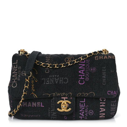 Chanel Denim Quilted Denim Mood Large Flap Black Multicolor 1 of 9