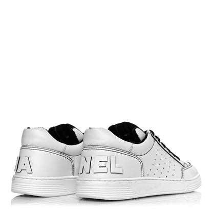 Chanel Calfskin Womens Logo Sneakers 40 White Black 4 of 8