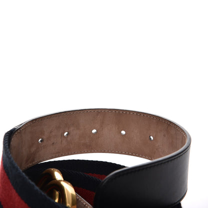 Gucci Nylon Calfskin Double G Web 40mm Belt 100 40 Blue Red Black 6 of 7