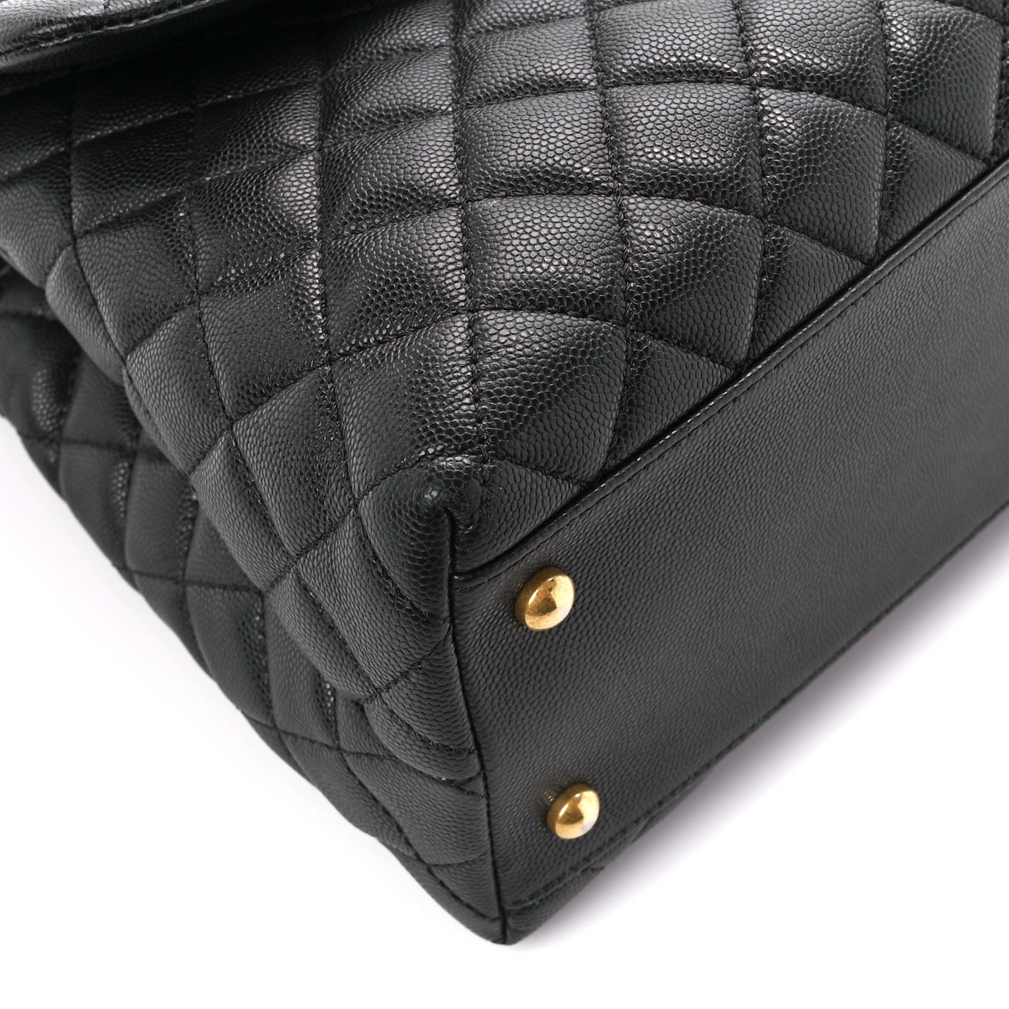 Caviar Lizard Quilted Medium Coco Handle Flap Black