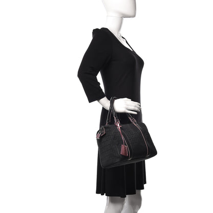 Fendi Zucchino Vitello Elite Enamel Small Forever Boston Black Rosa 2 of 12