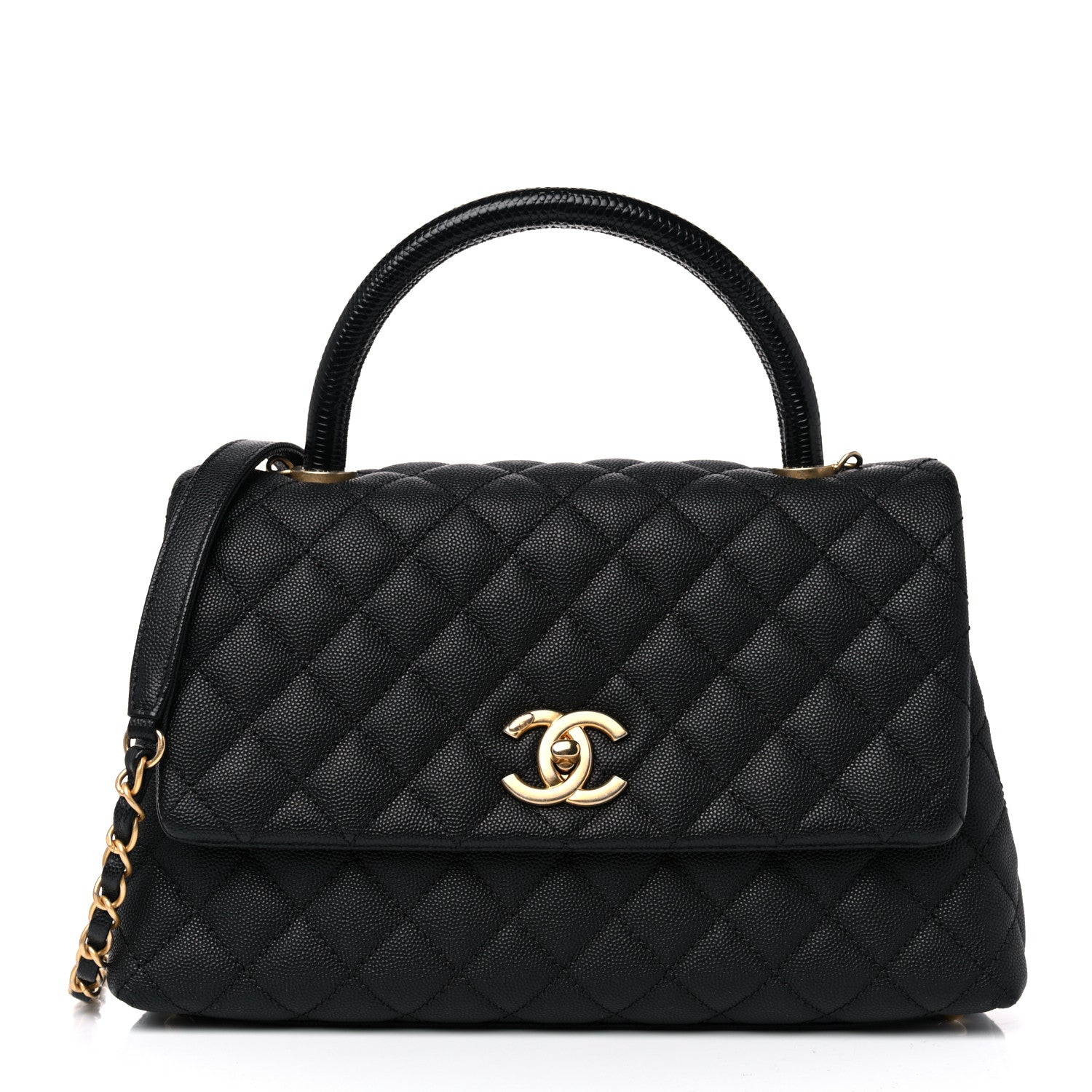 Chanel Caviar Lizard Quilted Small Coco Handle Flap Black 1 of 10