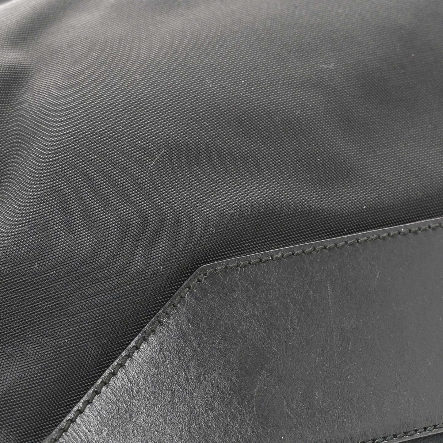 Nylon Calfskin Large Messenger Bag Black