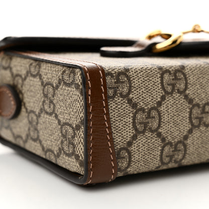 Gucci GG Supreme Monogram Mini Horsebit 1955 Shoulder Bag Beige Brown Sugar 8 of 10