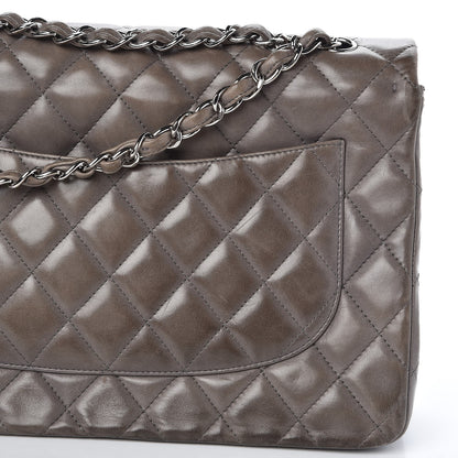 Chanel Lambskin Quilted Jumbo Single Flap Dark Grey 9 of 16