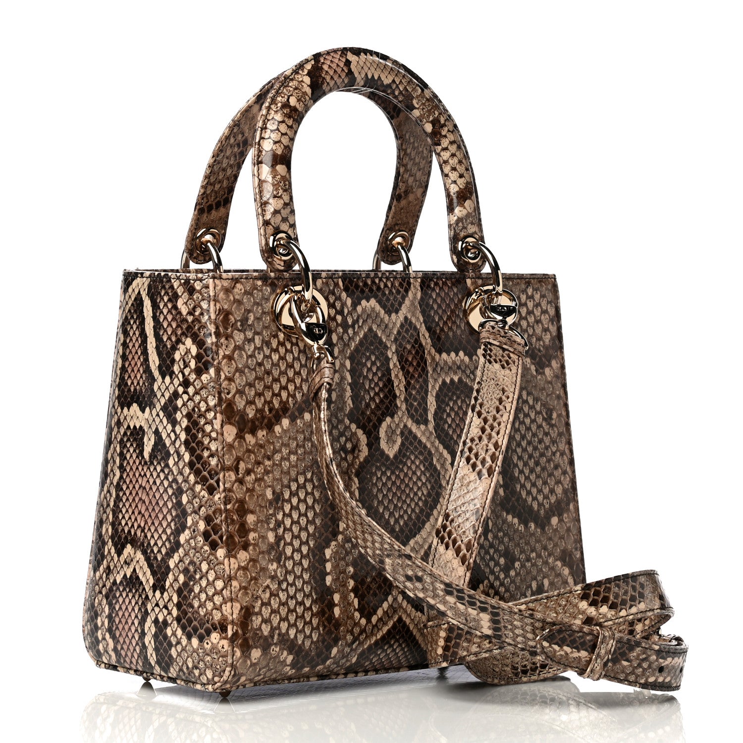 Christian Dior Snakeskin Medium Lady Dior Brown 2 of 9