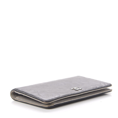 Chanel Lambskin Camellia Embossed Yen Wallet Black 4 of 12
