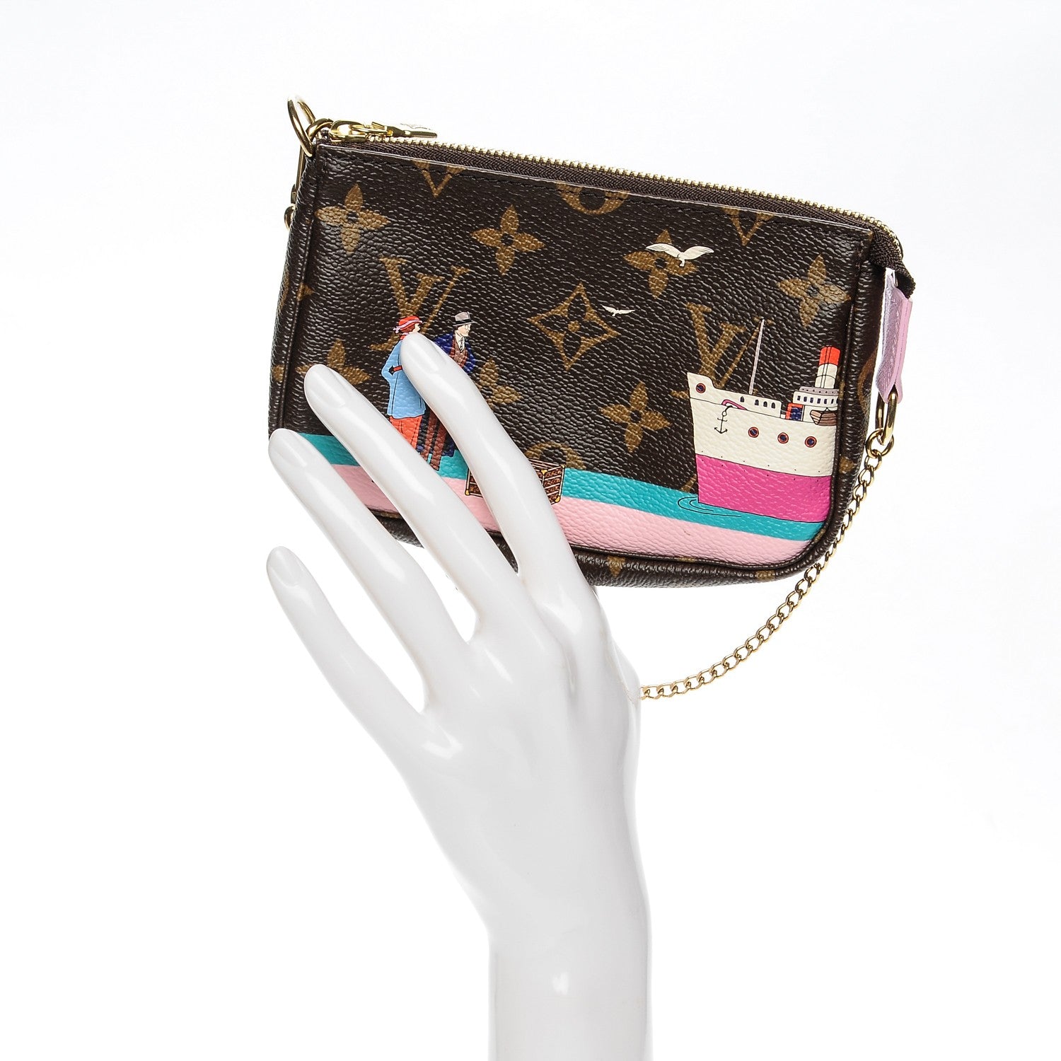 Louis Vuitton Monogram 2016 Christmas Animation Mini Pochette Accessories Rose Ballerine 2 of 6