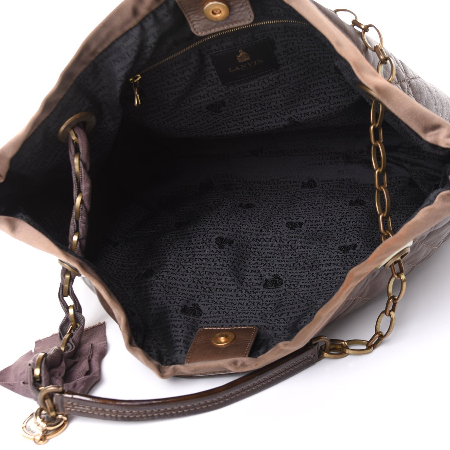 Lanvin Lambskin Quilted Amalia Cabas Tote Brown 9 of 23