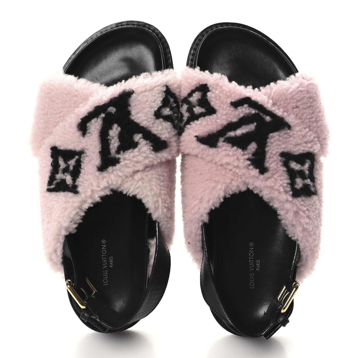 Louis Vuitton Shearling Calfskin Paseo Flat Comfort Sandal 38 Pink 2 of 8