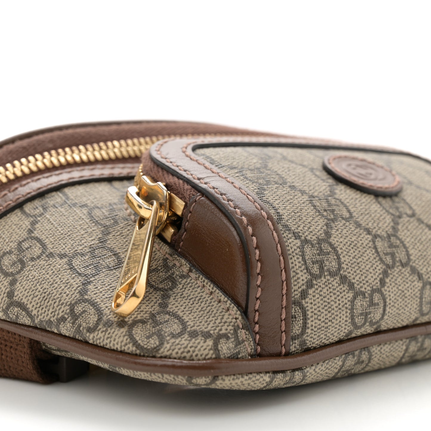 GG Supreme Monogram Textured Calfskin Retro Interlocking G Belt Bag Beige Ebony Brown Sugar